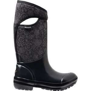 BOGS Women's Plimsoll Quilted Floral Tall Rain Boots Black 10